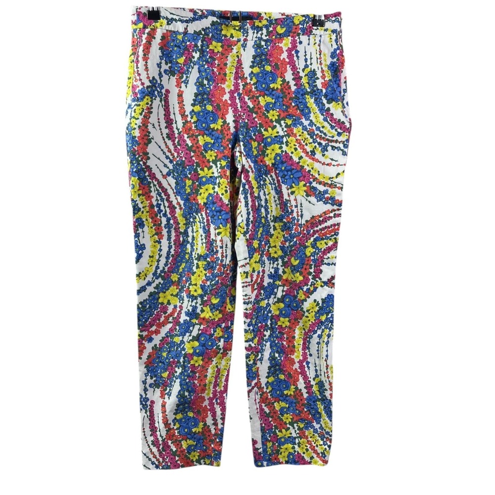 Talbots Chatham Ankle Pants Womens 2 Floral Artsy Statement Colorful